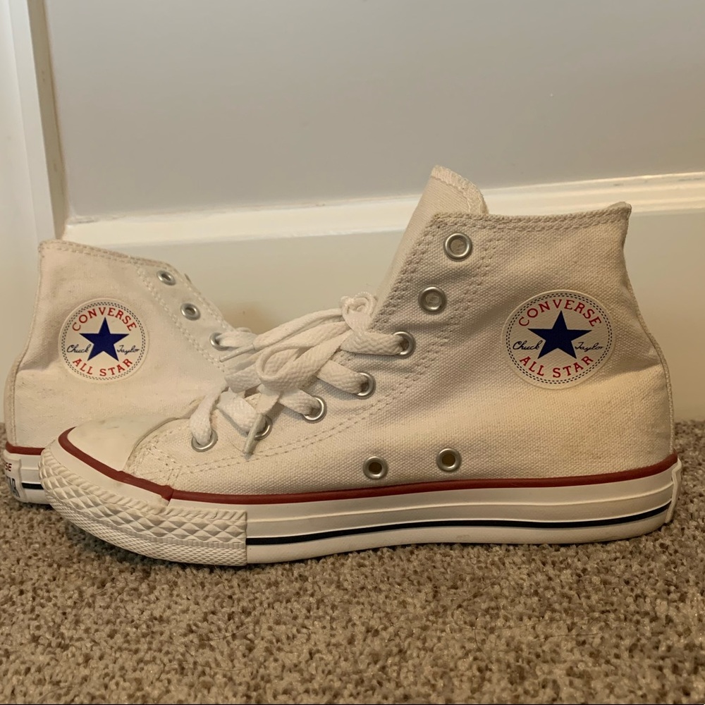 COPY - White high top converse youth size 3=women…